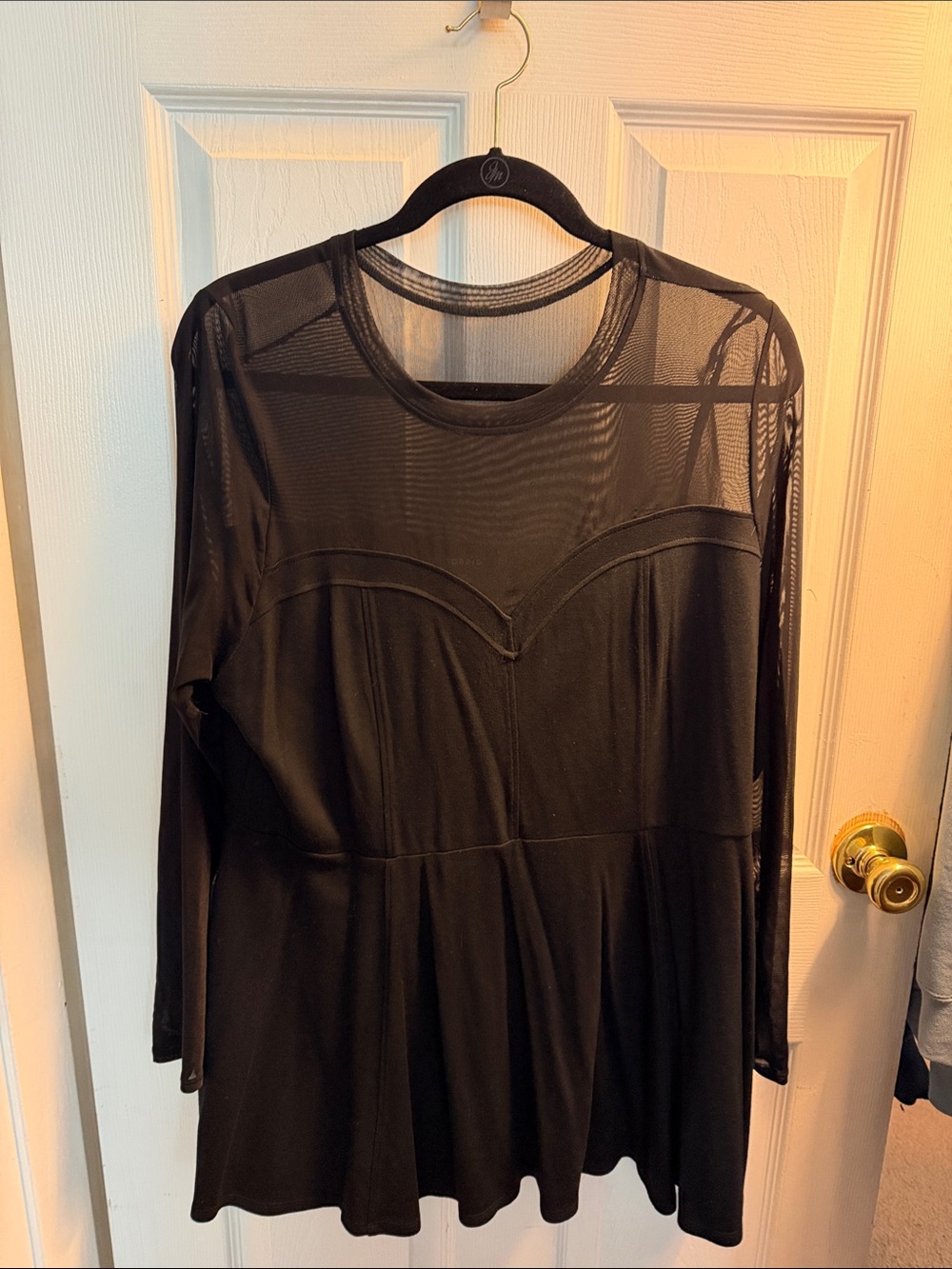 torrid Black Long-Sleeve Mesh Yoke Dress